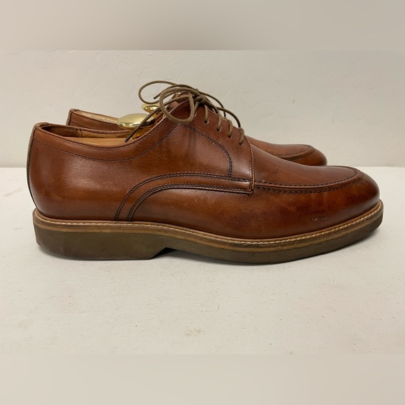 SAKS FIFTH AVENUE Made in Italy Apron Toe Drake Derby in Cognac Size 9 M - Picture 2 of 7